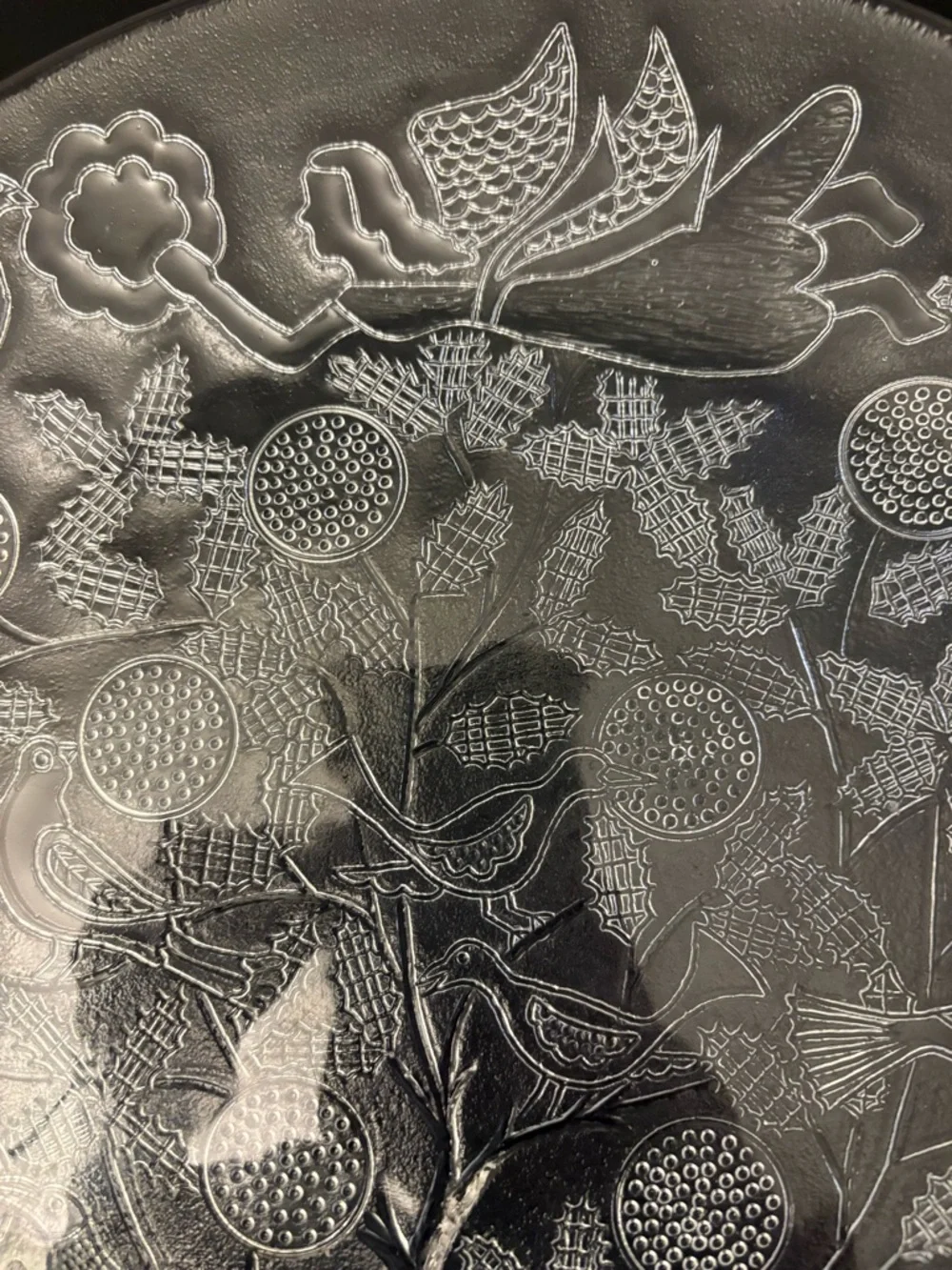 B.Altman’s Tree of life Angel glass plate 12.5” clear embossed vintage